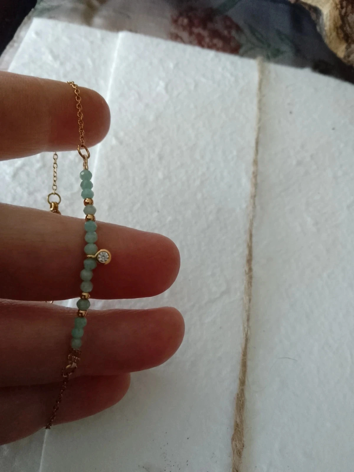 Fijn armbandje van natuurlijke blauw-turkoois amazoniet stenen – photo 3